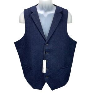 NWT Blue Herringbone Wool Blend Vest Waistcoat Men’s‎ Size XXL